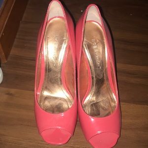 BCBG coral peep toe pumps.